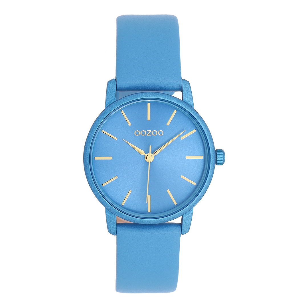 Light blue OOZOO watch with leather strap - C11732