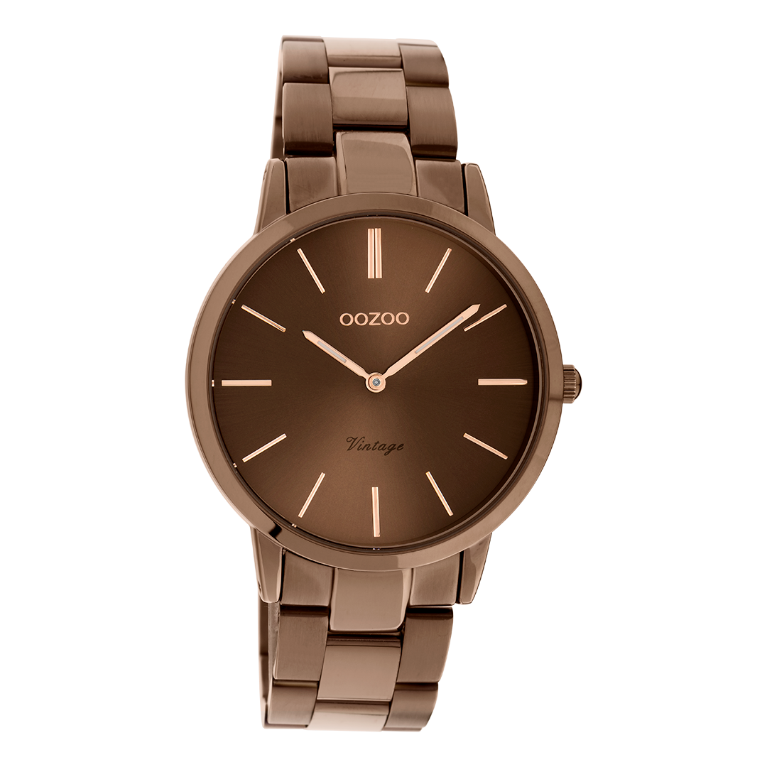 Brown OOZOO watch with brown stainless steel bracelet - C20106