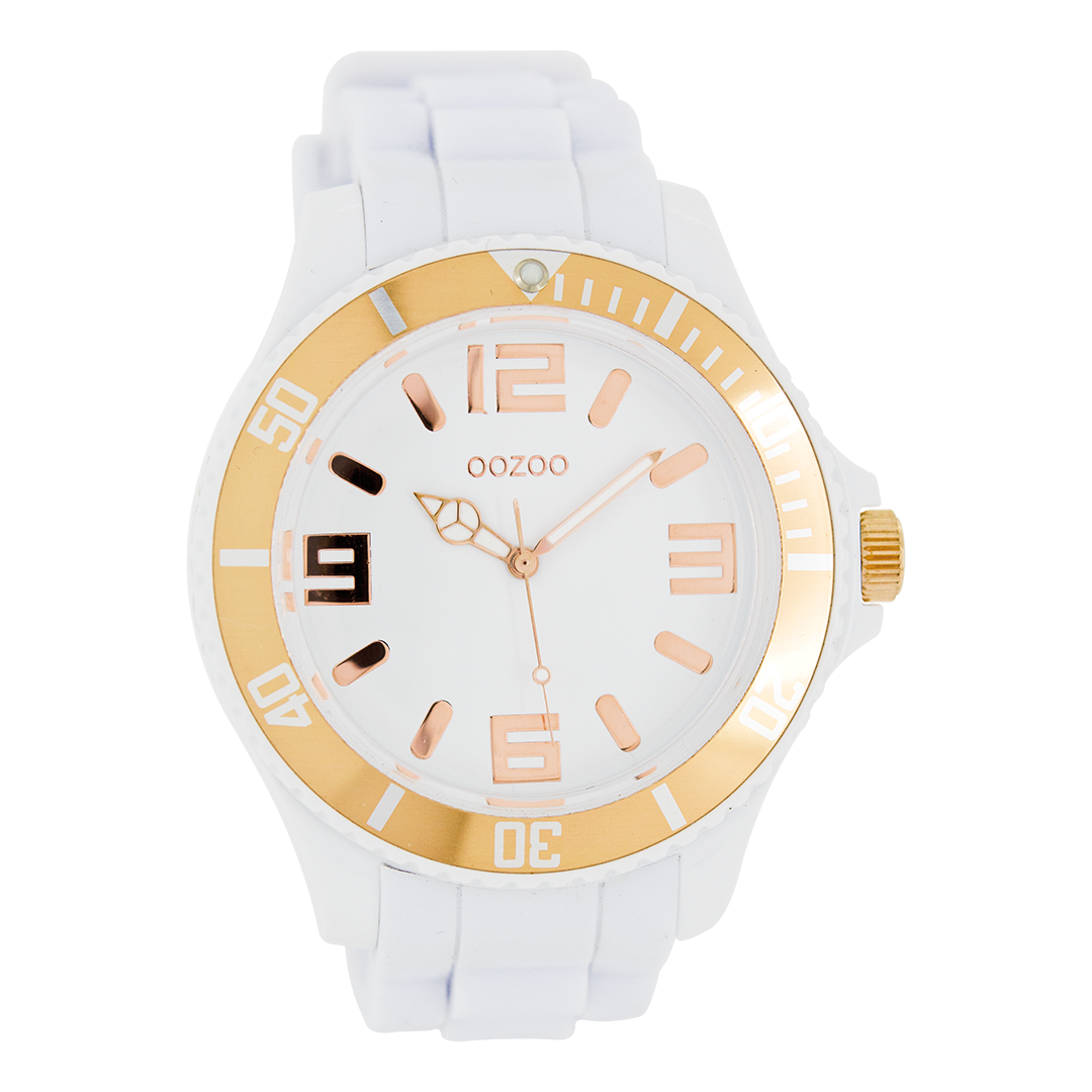 White OOZOO watch with rubber strap - C4161