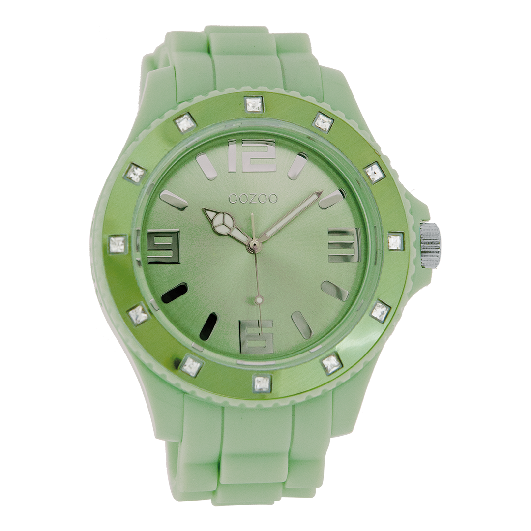 Jade green OOZOO watch with rubber strap - C4339