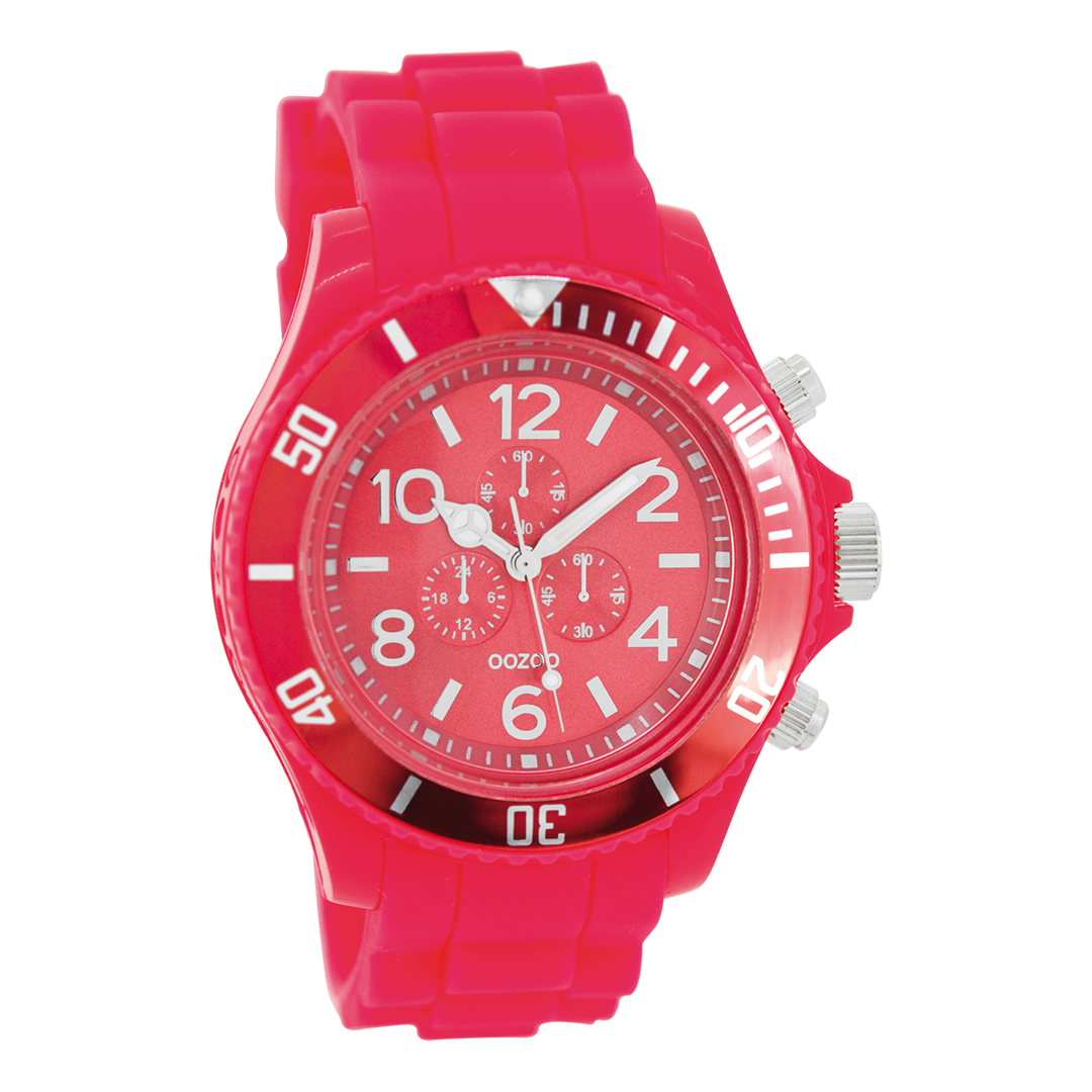 Fluo pink OOZOO watch with rubber strap - C4837