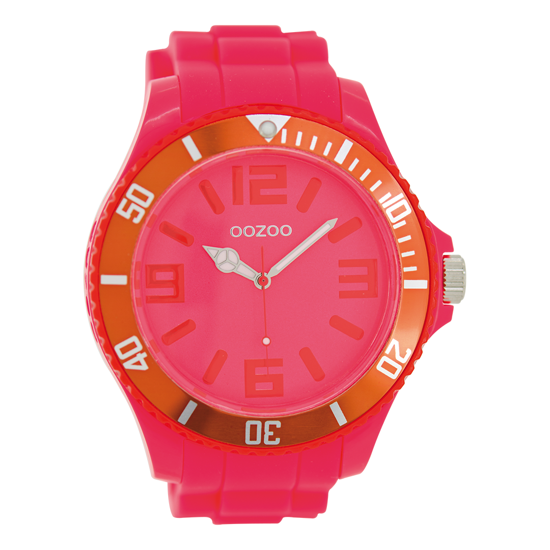Fluo pink OOZOO watch with rubber strap - C5837