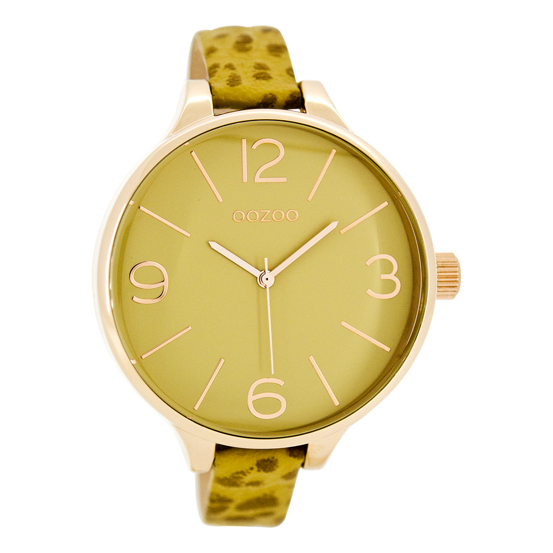 Rose gold coloured OOZOO watch with camel leather strap - C7967