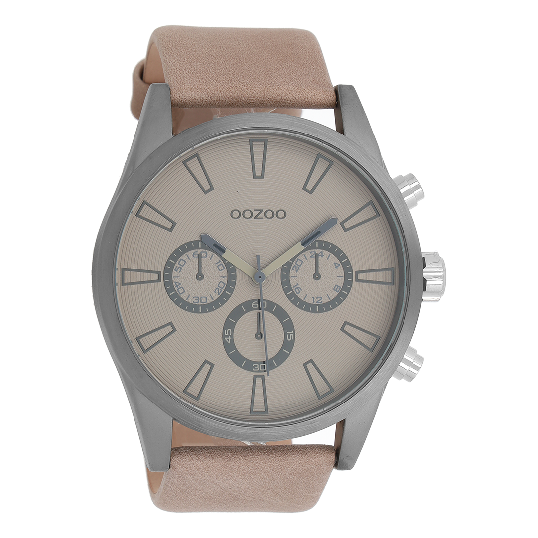 Titanium OOZOO watch with beige leather strap - C8200