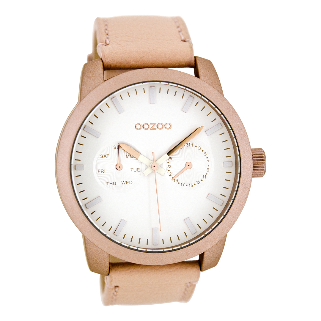 Powder pink OOZOO watch with leather strap - C8256