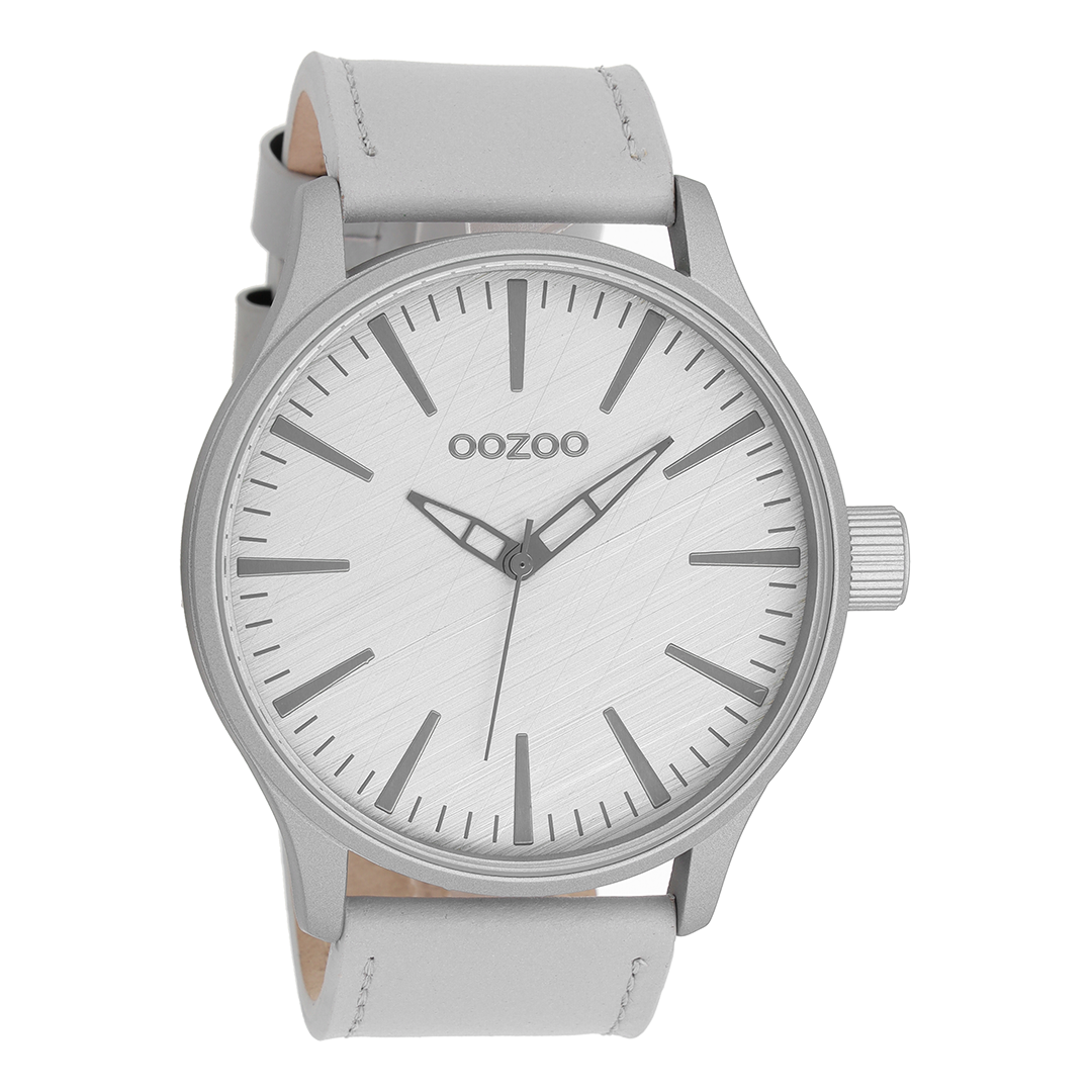Light grey OOZOO watch with leather strap - C8275
