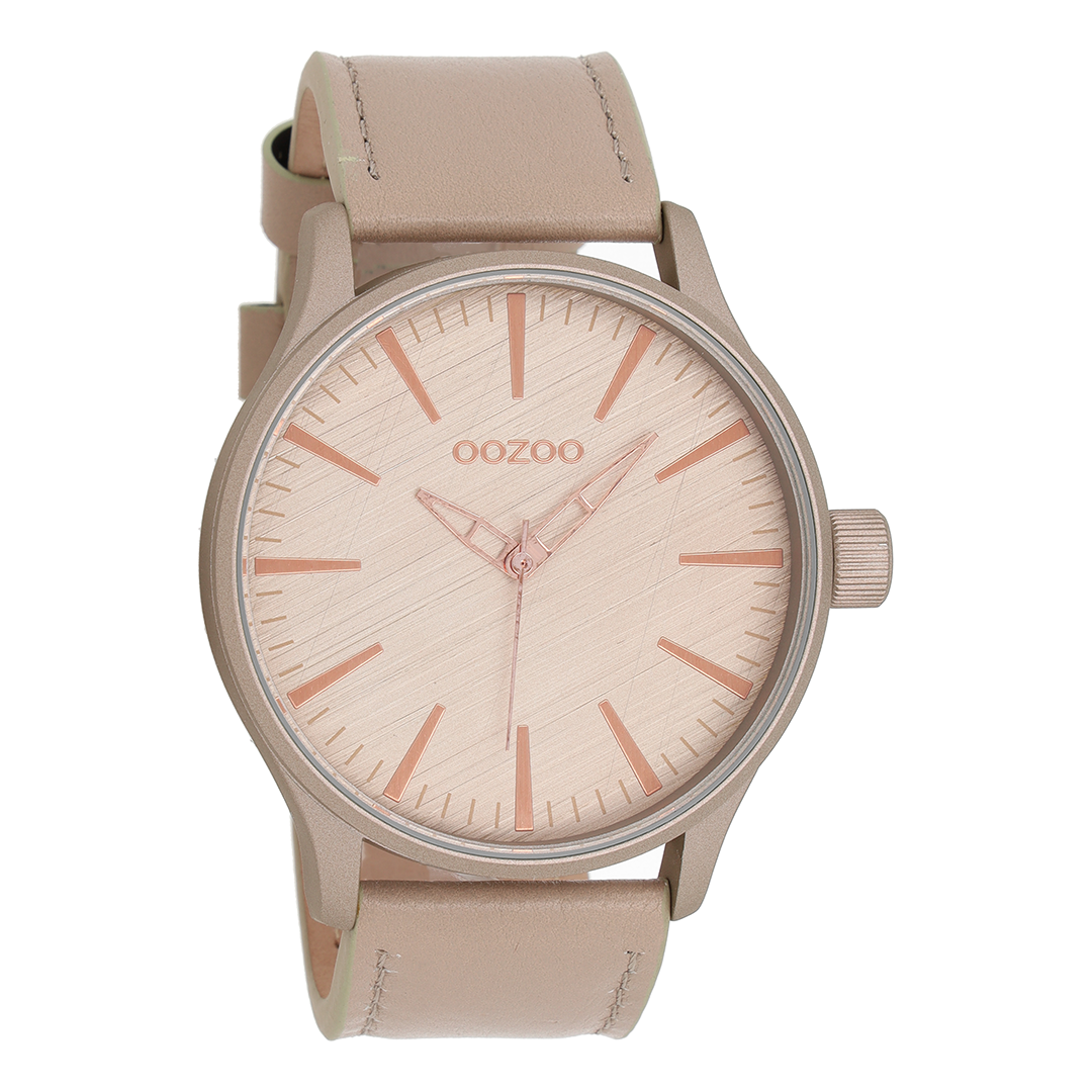 Pink grey OOZOO watch with leather strap - C8276