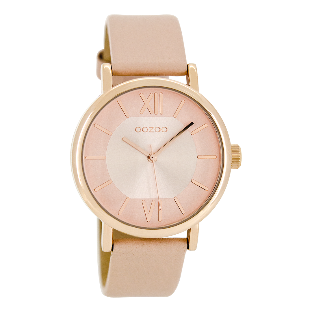 Rose gold coloured OOZOO watch with powder pink leather strap - C8322