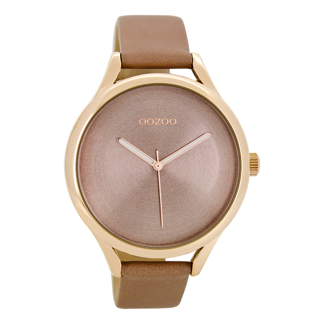 Rose gold coloured OOZOO watch with soft pink leather strap - C8632