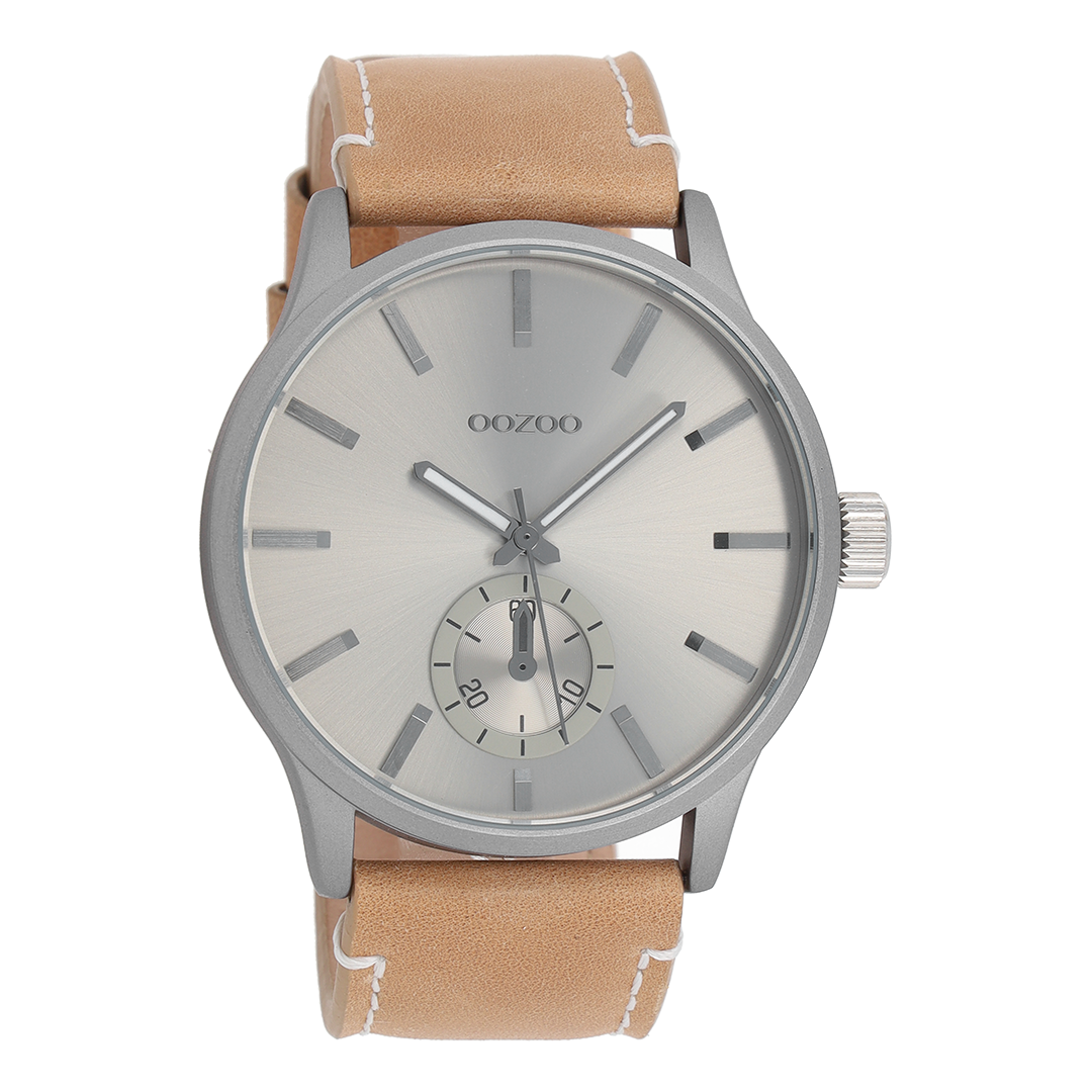 Titanium OOZOO watch with sand leather strap - C9081