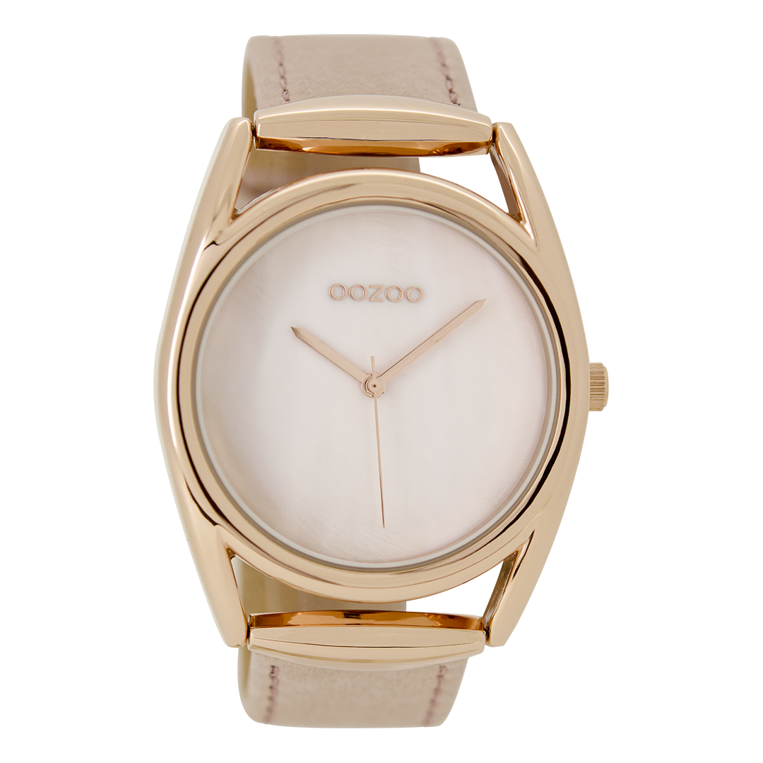 Rose gold coloured OOZOO watch with powder pink leather strap - C9166