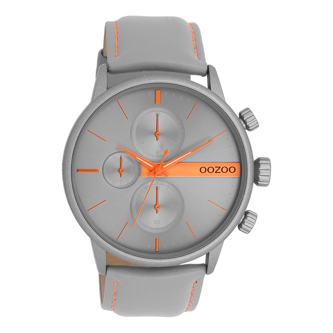 Grey OOZOO watch with leather strap - C11225